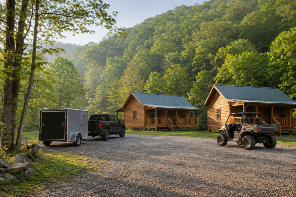 Generic Appalachian cabins with SxS and trailer parking