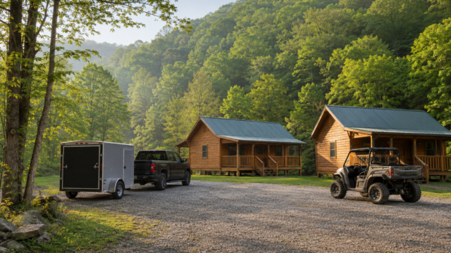 Generic Appalachian cabins with SxS and trailer parking